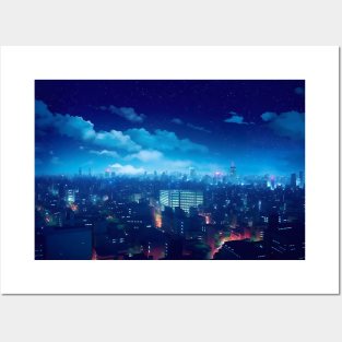 Tokyo City Sykline at Night Landscape – Anime Wallpaper Posters and Art